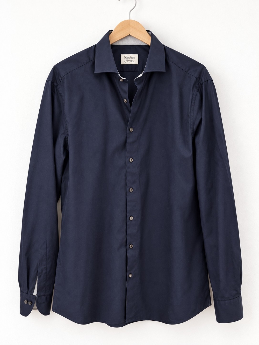 Stenströms Fitted Body Twofold Super Cotton Black Dress Shirt 17.5/44